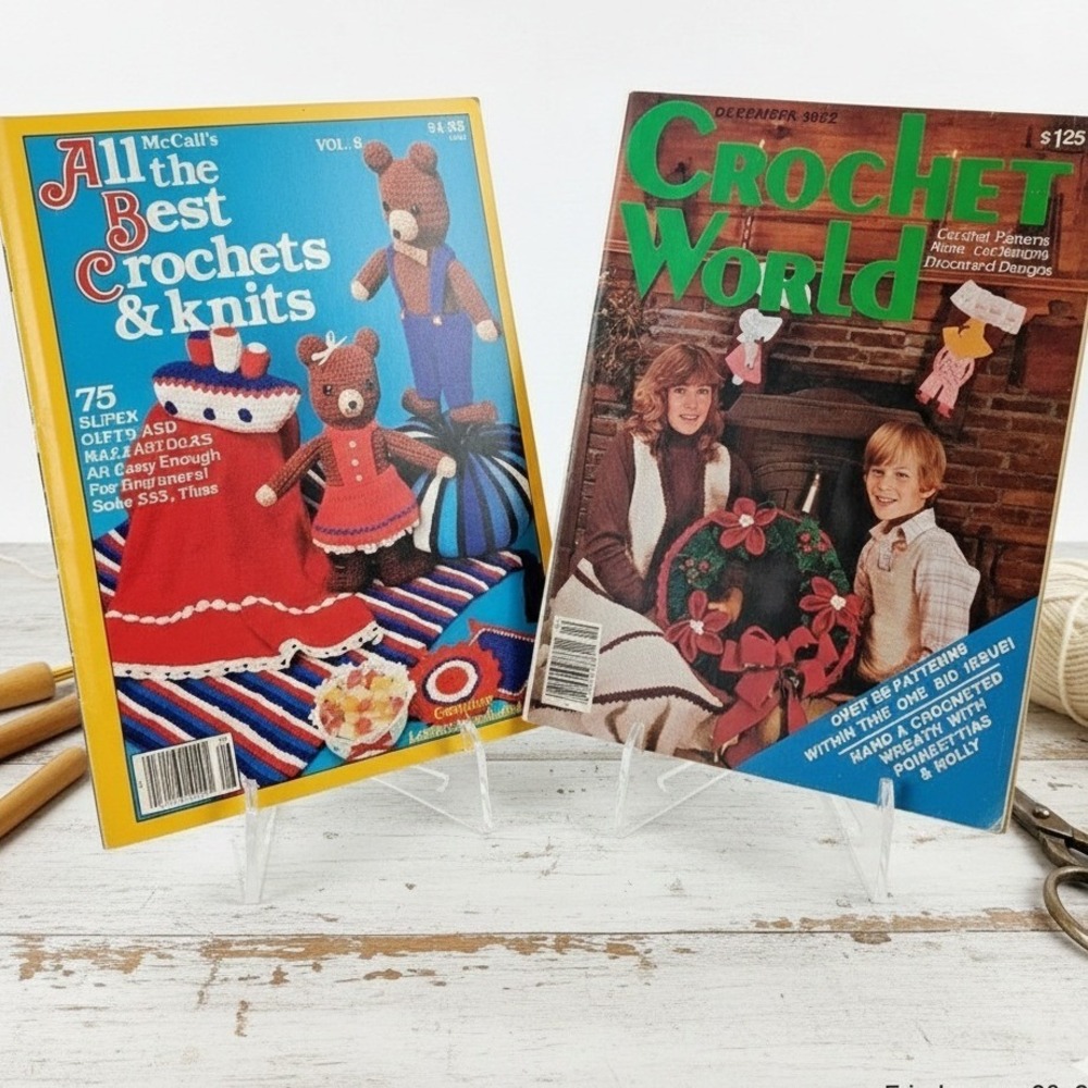 Vintage 1980s‎ Crochet World & McCall's Knitting Magazine Lot 1982 1983 Patterns